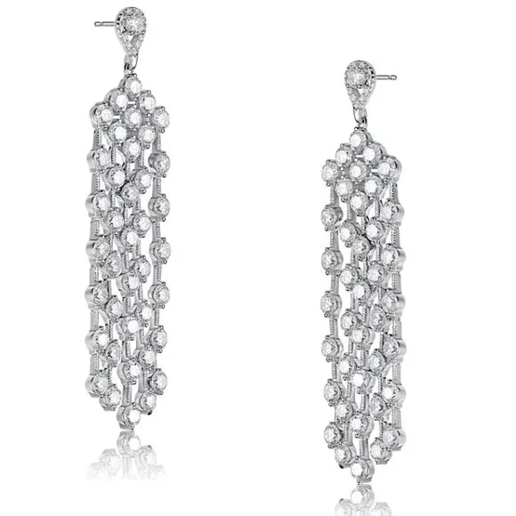 NEW ~ Anthropologie Genevive CZ Long Chandelier Earrings